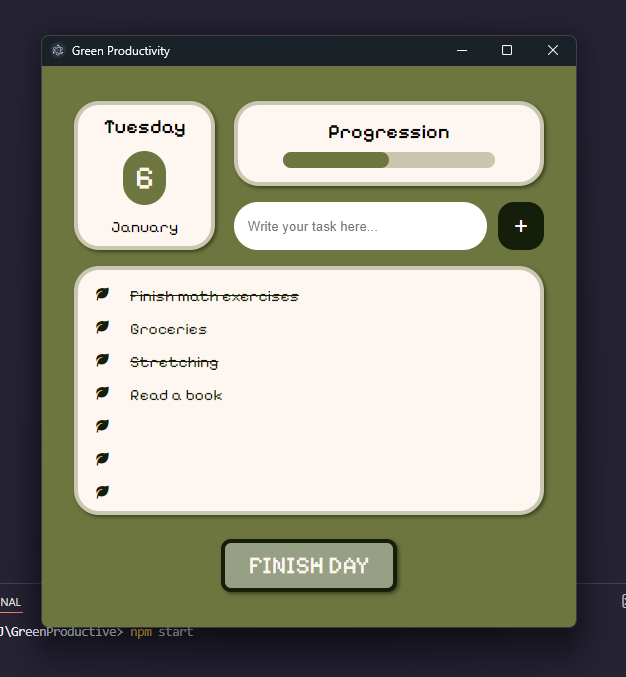 Green Productive : To-do list desktop application